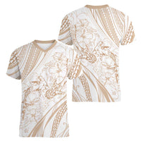 Sharks Couple Dreamy Polynesians Floral Sea Women V-Neck T-Shirt Hazel - Polynesian Pride