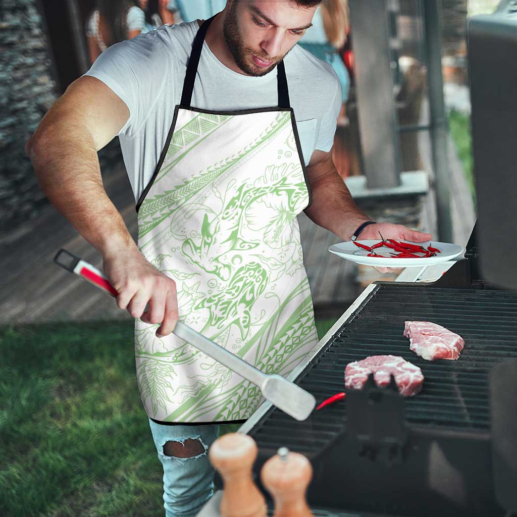 Sharks Couple Dreamy Polynesians Floral Sea Apron Emerald - Polynesian Pride