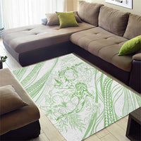 Sharks Couple Dreamy Polynesians Floral Sea Area Rug Emerald - Polynesian Pride