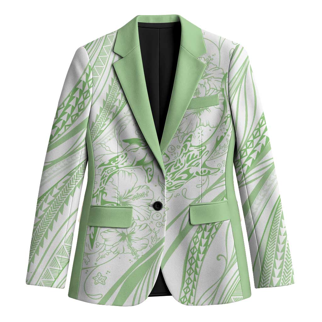Sharks Couple Dreamy Polynesians Floral Sea Blazer Emerald - Polynesian Pride