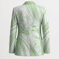 Sharks Couple Dreamy Polynesians Floral Sea Blazer Emerald - Polynesian Pride