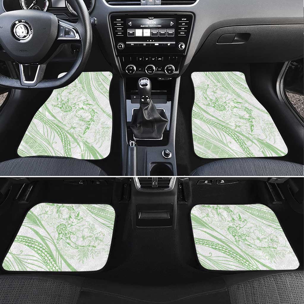 Sharks Couple Dreamy Polynesians Floral Sea Car Mats Emerald - Polynesian Pride