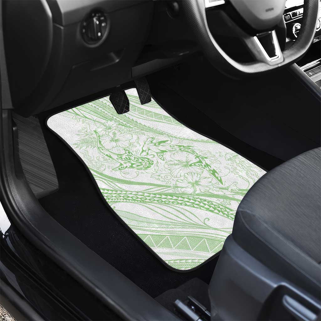 Sharks Couple Dreamy Polynesians Floral Sea Car Mats Emerald - Polynesian Pride