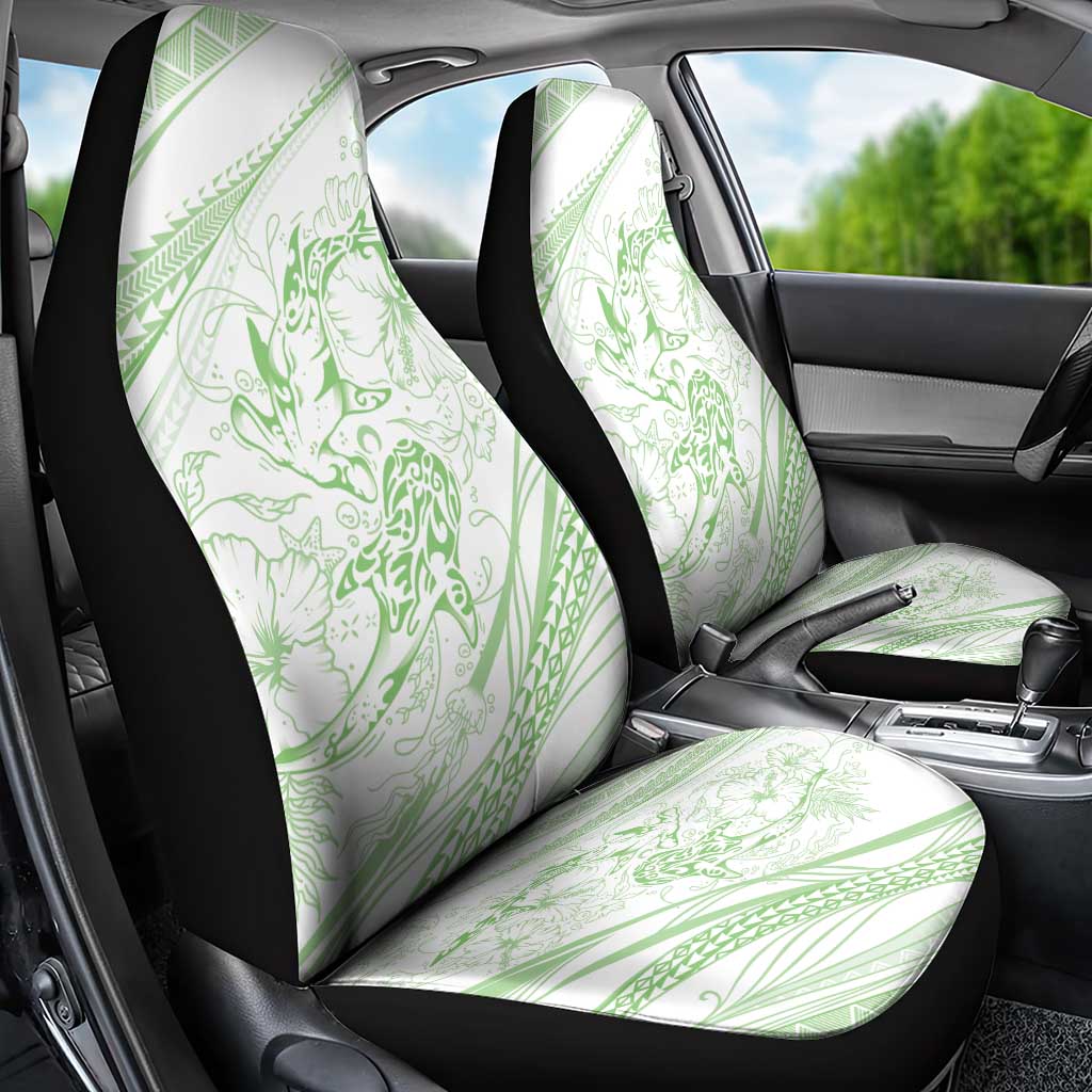 Sharks Couple Dreamy Polynesians Floral Sea Car Seat Cover Emerald - Polynesian Pride