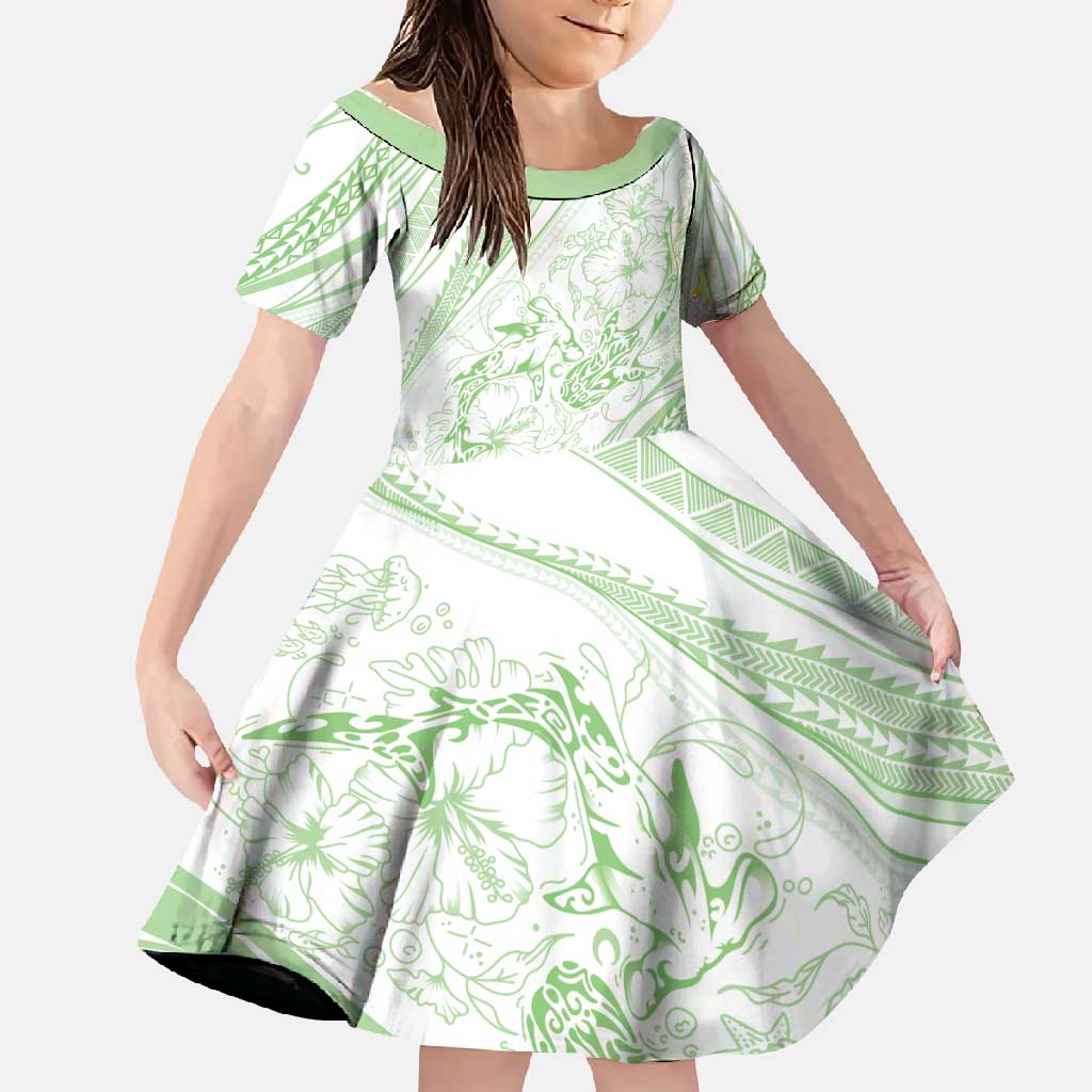 Sharks Couple Dreamy Polynesians Floral Sea Family Matching Mermaid Dress and Hawaiian Shirt Emerald - Polynesian Pride