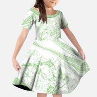 Sharks Couple Dreamy Polynesians Floral Sea Family Matching Off Shoulder Maxi Dress and Hawaiian Shirt Emerald - Polynesian Pride