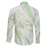 Sharks Couple Dreamy Polynesians Floral Sea Family Matching Off Shoulder Maxi Dress and Hawaiian Shirt Emerald - Polynesian Pride