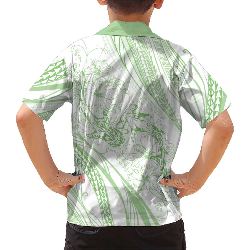 Sharks Couple Dreamy Polynesians Floral Sea Family Matching Puletasi and Hawaiian Shirt Emerald LT7 - Polynesian Pride