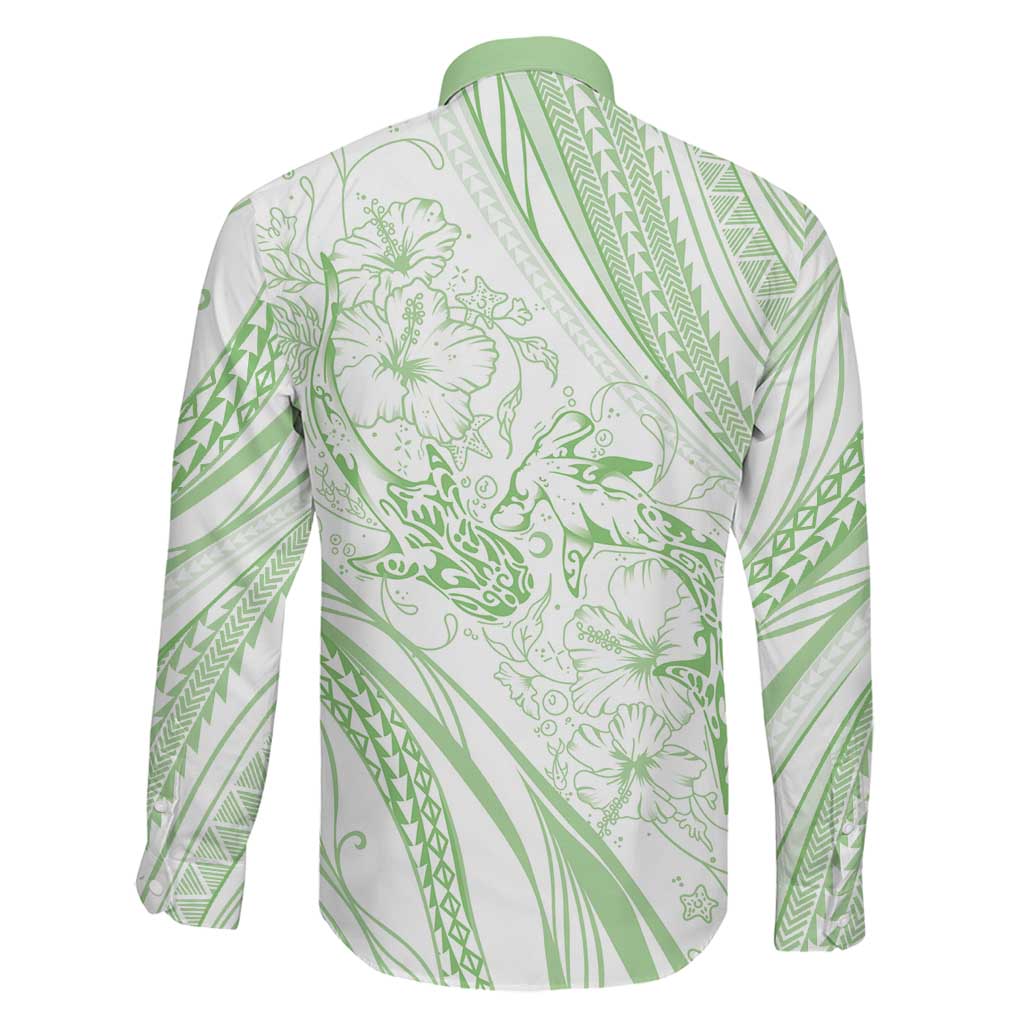Sharks Couple Dreamy Polynesians Floral Sea Family Matching Puletasi and Hawaiian Shirt Emerald LT7 - Polynesian Pride