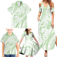 Sharks Couple Dreamy Polynesians Floral Sea Family Matching Summer Maxi Dress and Hawaiian Shirt Emerald - Polynesian Pride