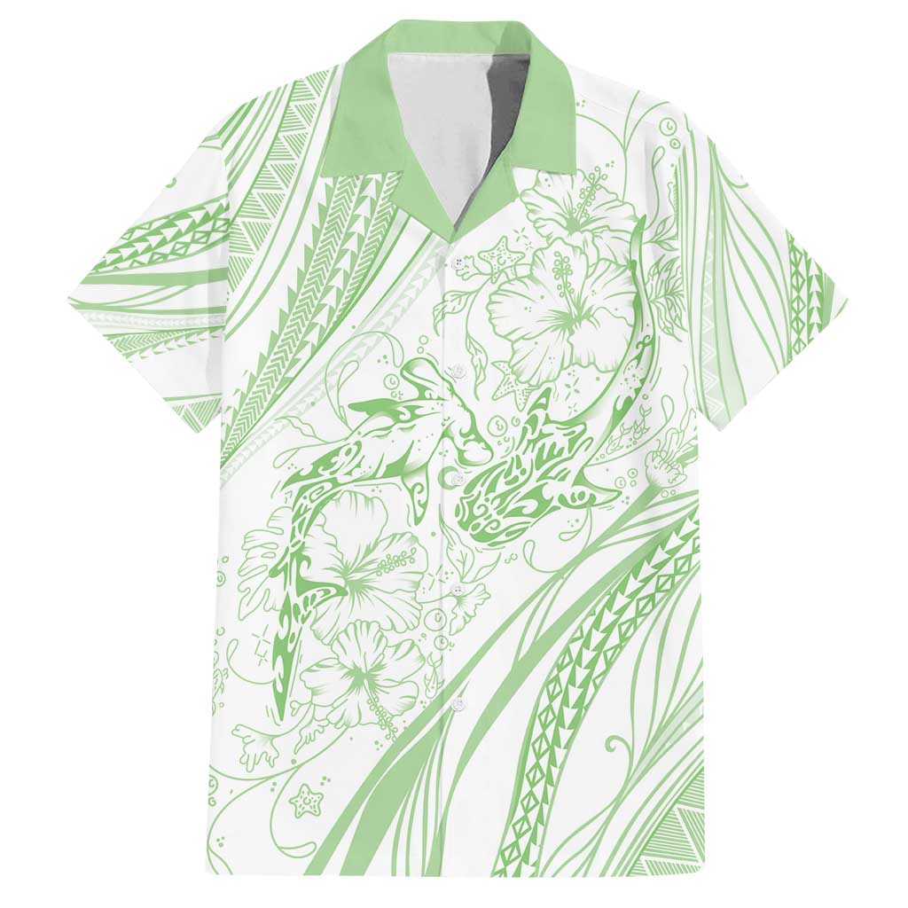 Sharks Couple Dreamy Polynesians Floral Sea Family Matching Summer Maxi Dress and Hawaiian Shirt Emerald - Polynesian Pride