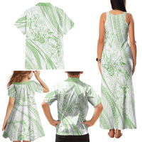 Sharks Couple Dreamy Polynesians Floral Sea Family Matching Tank Maxi Dress and Hawaiian Shirt Emerald - Polynesian Pride