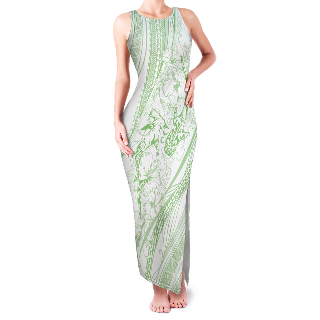 Sharks Couple Dreamy Polynesians Floral Sea Family Matching Tank Maxi Dress and Hawaiian Shirt Emerald - Polynesian Pride