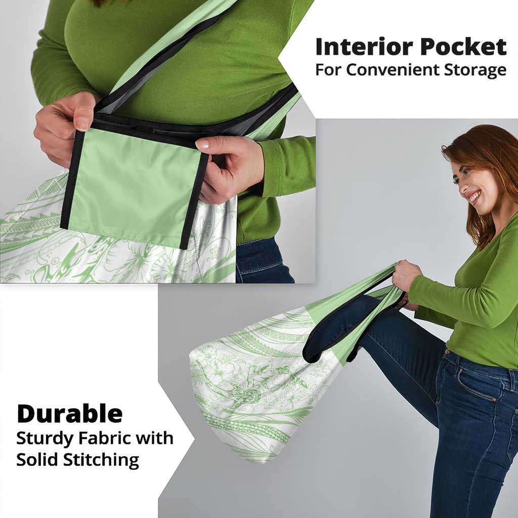 Sharks Couple Dreamy Polynesians Floral Sea Grocery Bag Emerald - Polynesian Pride