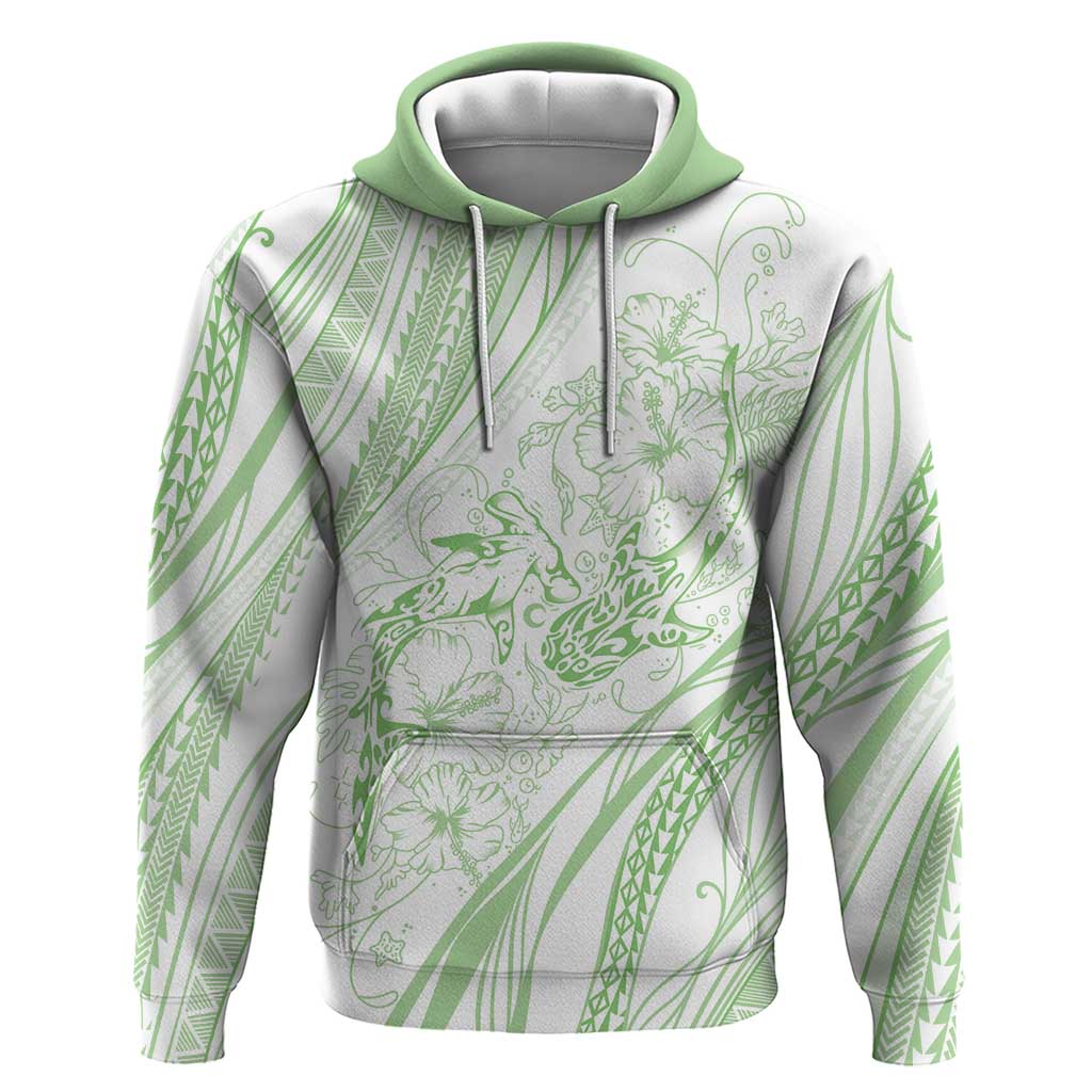 Sharks Couple Dreamy Polynesians Floral Sea Hoodie Emerald - Polynesian Pride