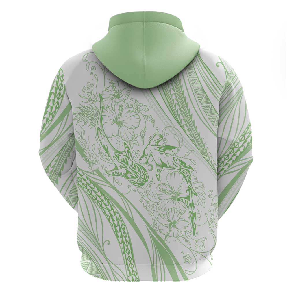 Sharks Couple Dreamy Polynesians Floral Sea Hoodie Emerald - Polynesian Pride
