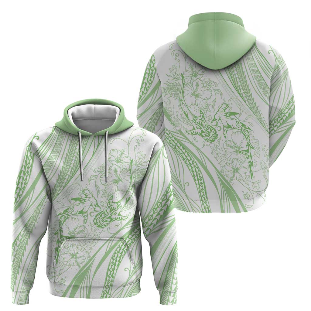 Sharks Couple Dreamy Polynesians Floral Sea Hoodie Emerald - Polynesian Pride