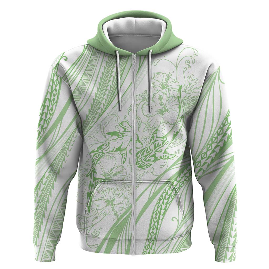 Sharks Couple Dreamy Polynesians Floral Sea Hoodie Emerald - Polynesian Pride