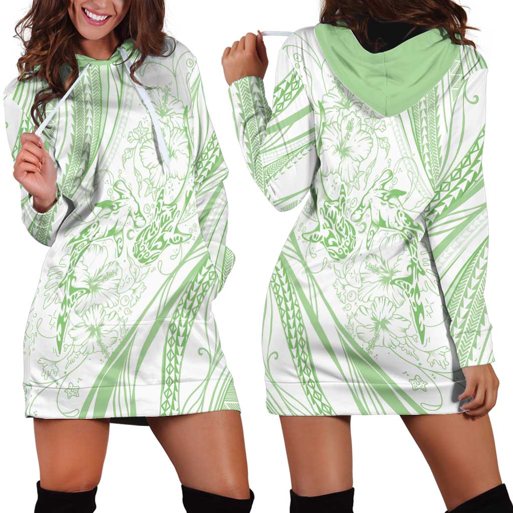 Sharks Couple Dreamy Polynesians Floral Sea Hoodie Dress Emerald - Polynesian Pride