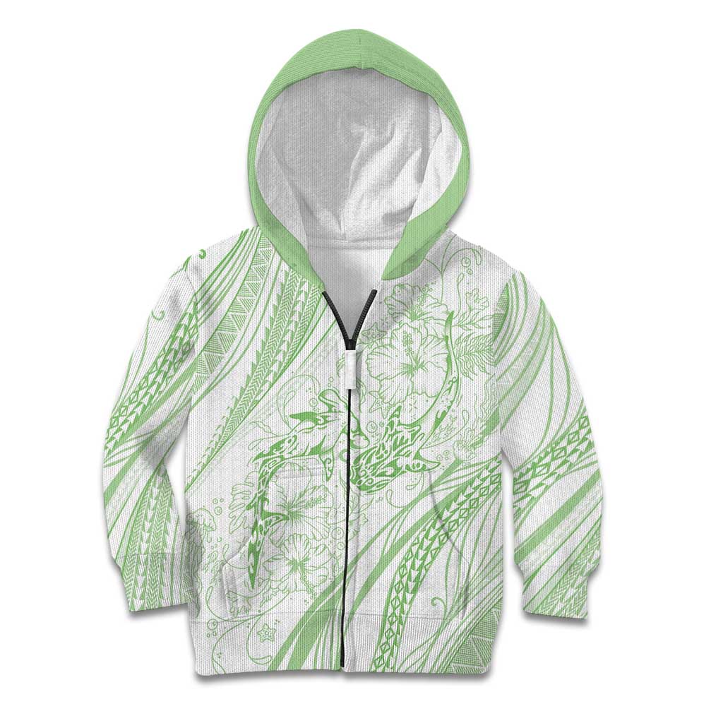 Sharks Couple Dreamy Polynesians Floral Sea Kid Hoodie Emerald - Polynesian Pride