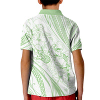 Sharks Couple Dreamy Polynesians Floral Sea Kid Polo Shirt Emerald - Polynesian Pride