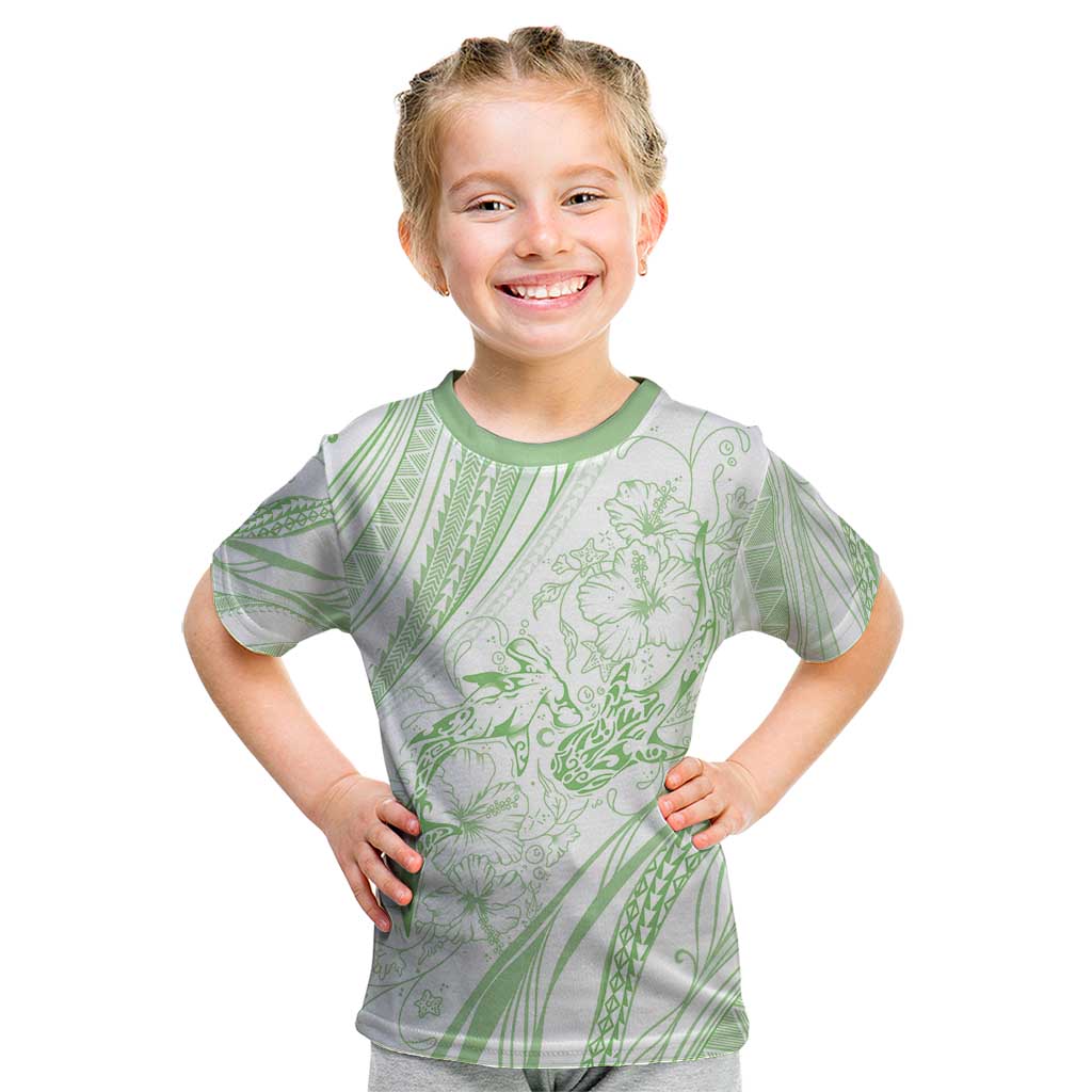 Sharks Couple Dreamy Polynesians Floral Sea Kid T Shirt Emerald - Polynesian Pride