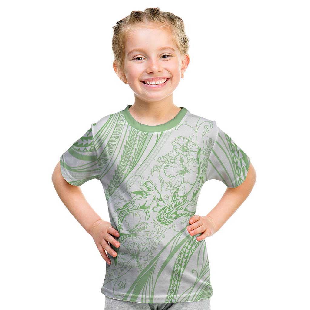 Sharks Couple Dreamy Polynesians Floral Sea Kid T Shirt Emerald - Polynesian Pride
