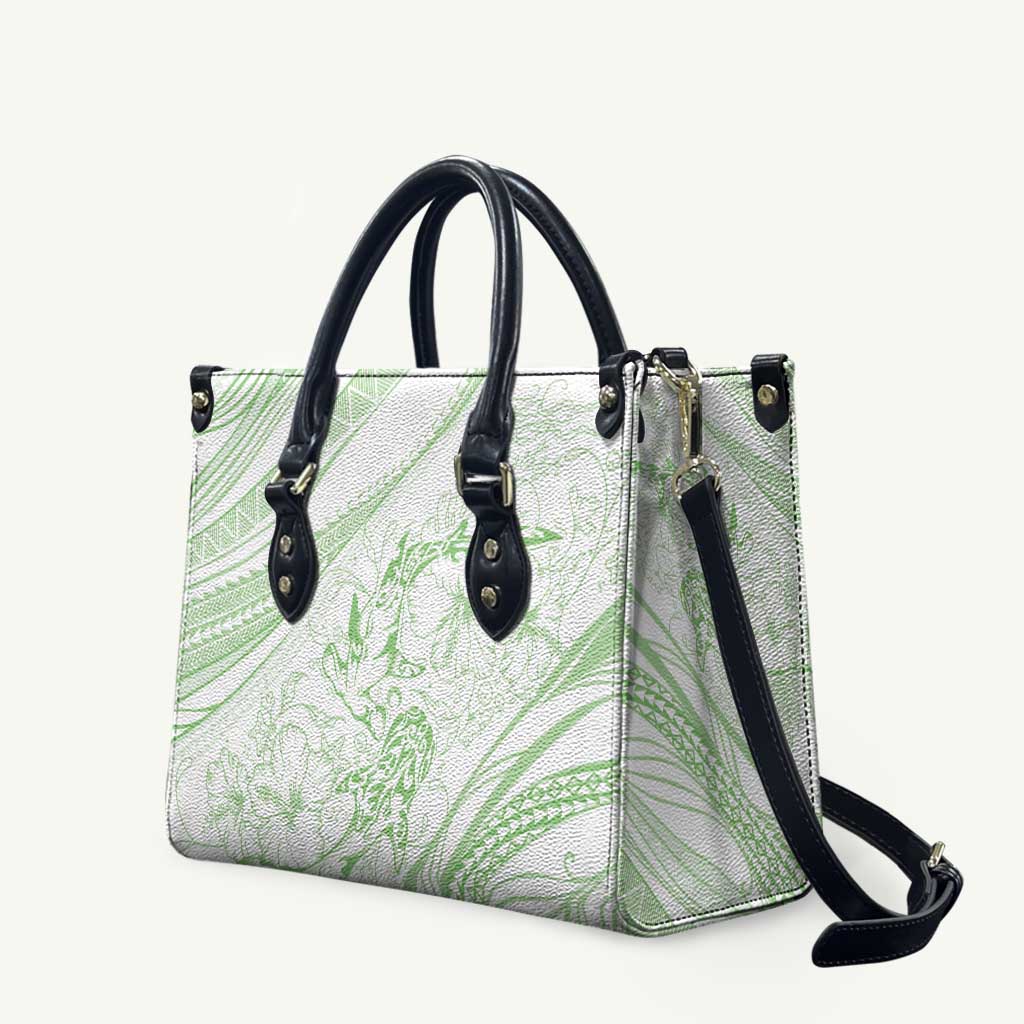 Sharks Couple Dreamy Polynesians Floral Sea Leather Bag Emerald - Polynesian Pride