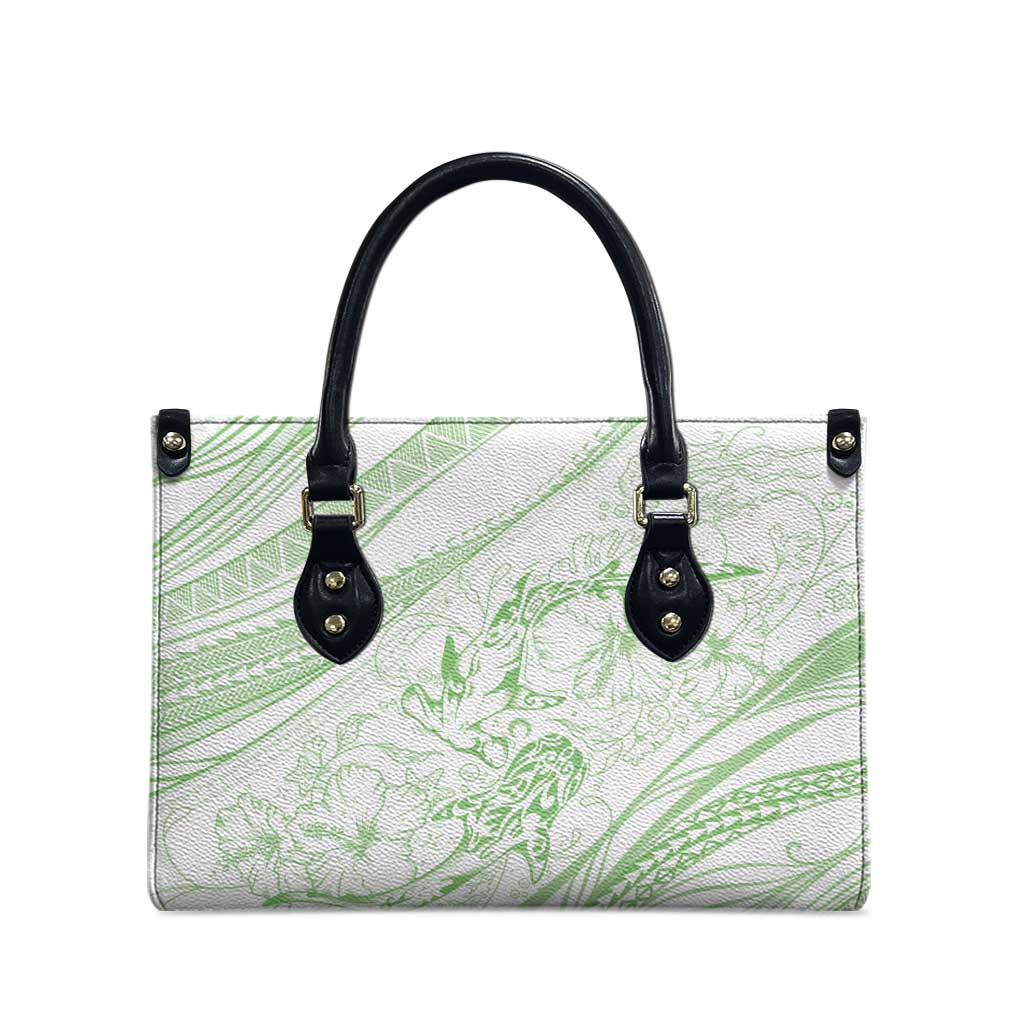 Sharks Couple Dreamy Polynesians Floral Sea Leather Bag Emerald - Polynesian Pride