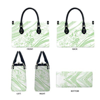 Sharks Couple Dreamy Polynesians Floral Sea Leather Bag Emerald - Polynesian Pride