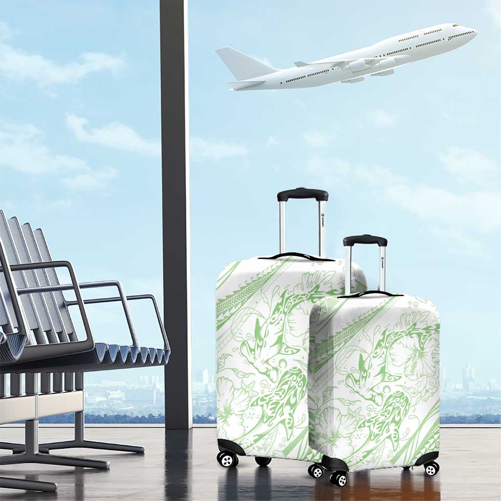 Sharks Couple Dreamy Polynesians Floral Sea Luggage Cover Emerald - Polynesian Pride