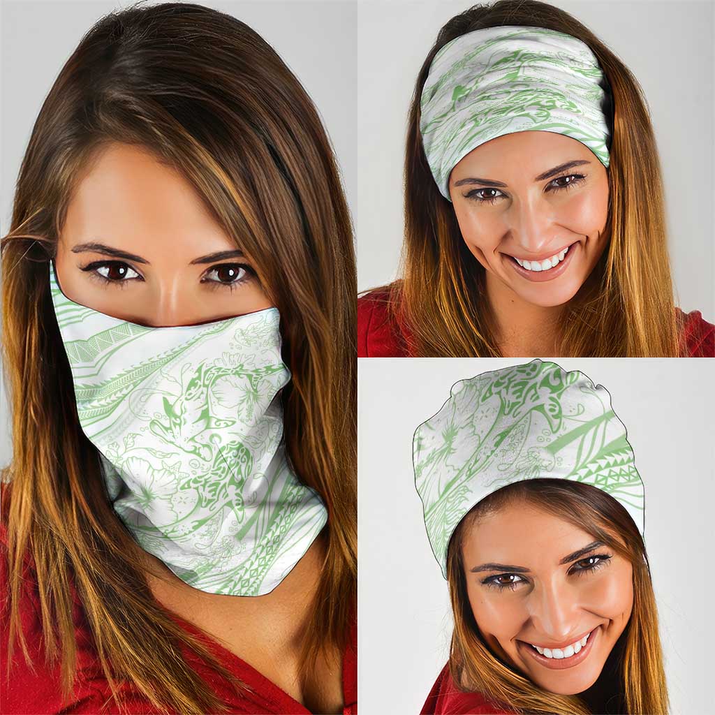 Sharks Couple Dreamy Polynesians Floral Sea Neck Gaiter Emerald LT7 - Polynesian Pride