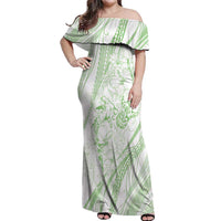 Sharks Couple Dreamy Polynesians Floral Sea Off Shoulder Maxi Dress Emerald - Polynesian Pride