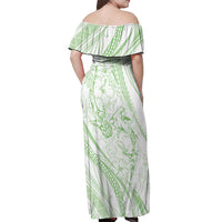 Sharks Couple Dreamy Polynesians Floral Sea Off Shoulder Maxi Dress Emerald - Polynesian Pride