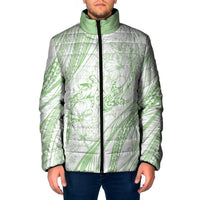 Sharks Couple Dreamy Polynesians Floral Sea Padded Jacket Emerald - Polynesian Pride
