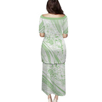 Sharks Couple Dreamy Polynesians Floral Sea Puletasi Emerald - Polynesian Pride