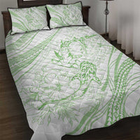 Sharks Couple Dreamy Polynesians Floral Sea Quilt Bed Set Emerald - Polynesian Pride