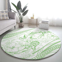 Sharks Couple Dreamy Polynesians Floral Sea Round Carpet Emerald - Polynesian Pride