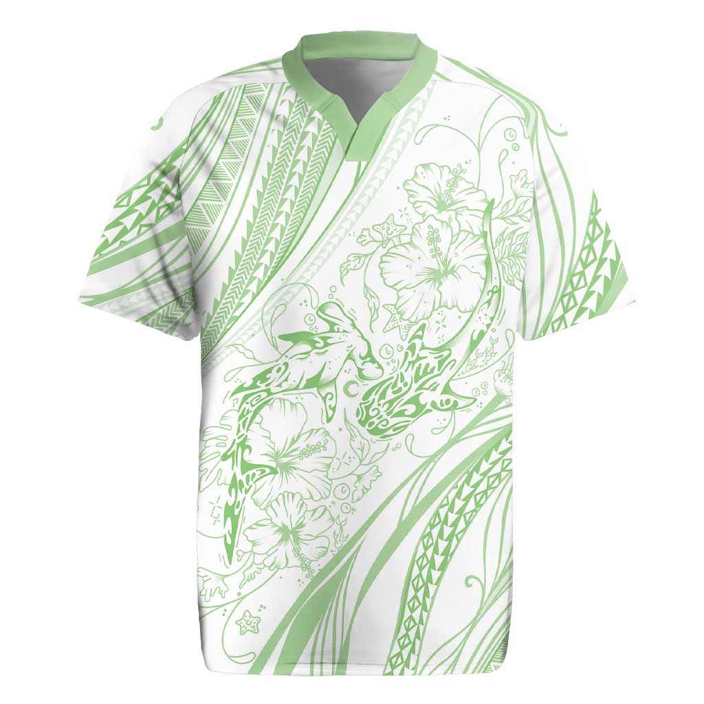 Sharks Couple Dreamy Polynesians Floral Sea Rugby Jersey Emerald - Polynesian Pride