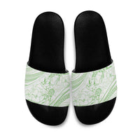 Sharks Couple Dreamy Polynesians Floral Sea Slide Sandals Emerald - Polynesian Pride