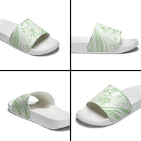 Sharks Couple Dreamy Polynesians Floral Sea Slide Sandals Emerald - Polynesian Pride