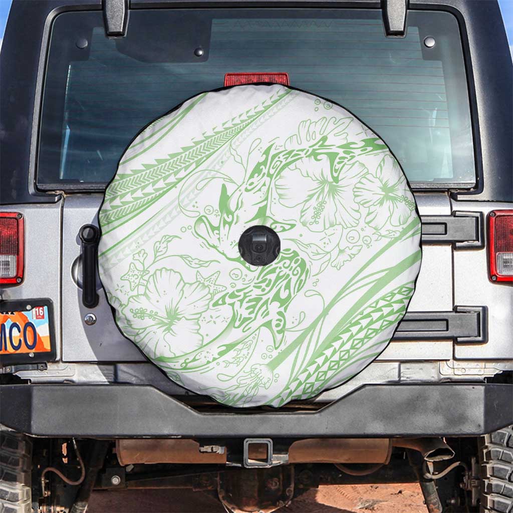 Sharks Couple Dreamy Polynesians Floral Sea Spare Tire Cover Emerald - Polynesian Pride