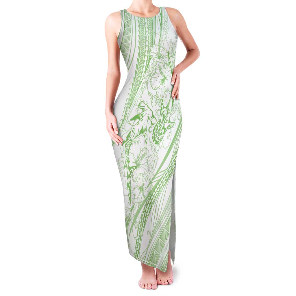 Sharks Couple Dreamy Polynesians Floral Sea Tank Maxi Dress Emerald - Polynesian Pride
