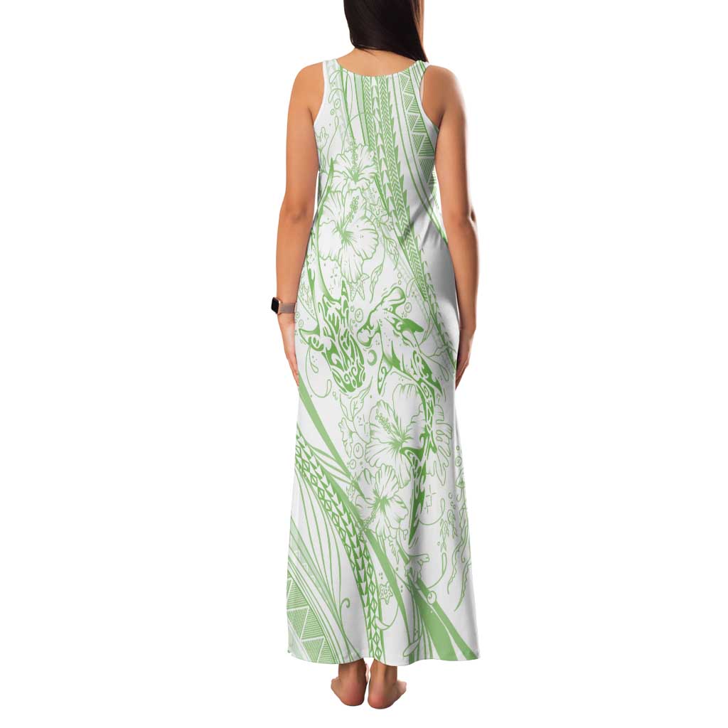 Sharks Couple Dreamy Polynesians Floral Sea Tank Maxi Dress Emerald - Polynesian Pride