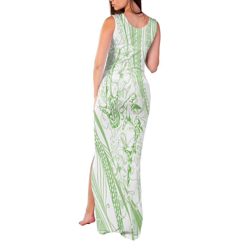 Sharks Couple Dreamy Polynesians Floral Sea Tank Maxi Dress Emerald - Polynesian Pride