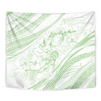 Sharks Couple Dreamy Polynesians Floral Sea Tapestry Emerald - Polynesian Pride