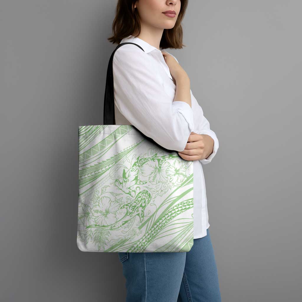 Sharks Couple Dreamy Polynesians Floral Sea Tote Bag Emerald - Polynesian Pride