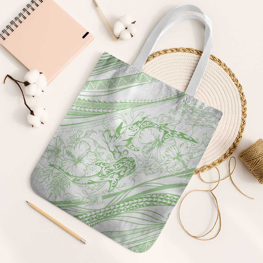 Sharks Couple Dreamy Polynesians Floral Sea Tote Bag Emerald - Polynesian Pride