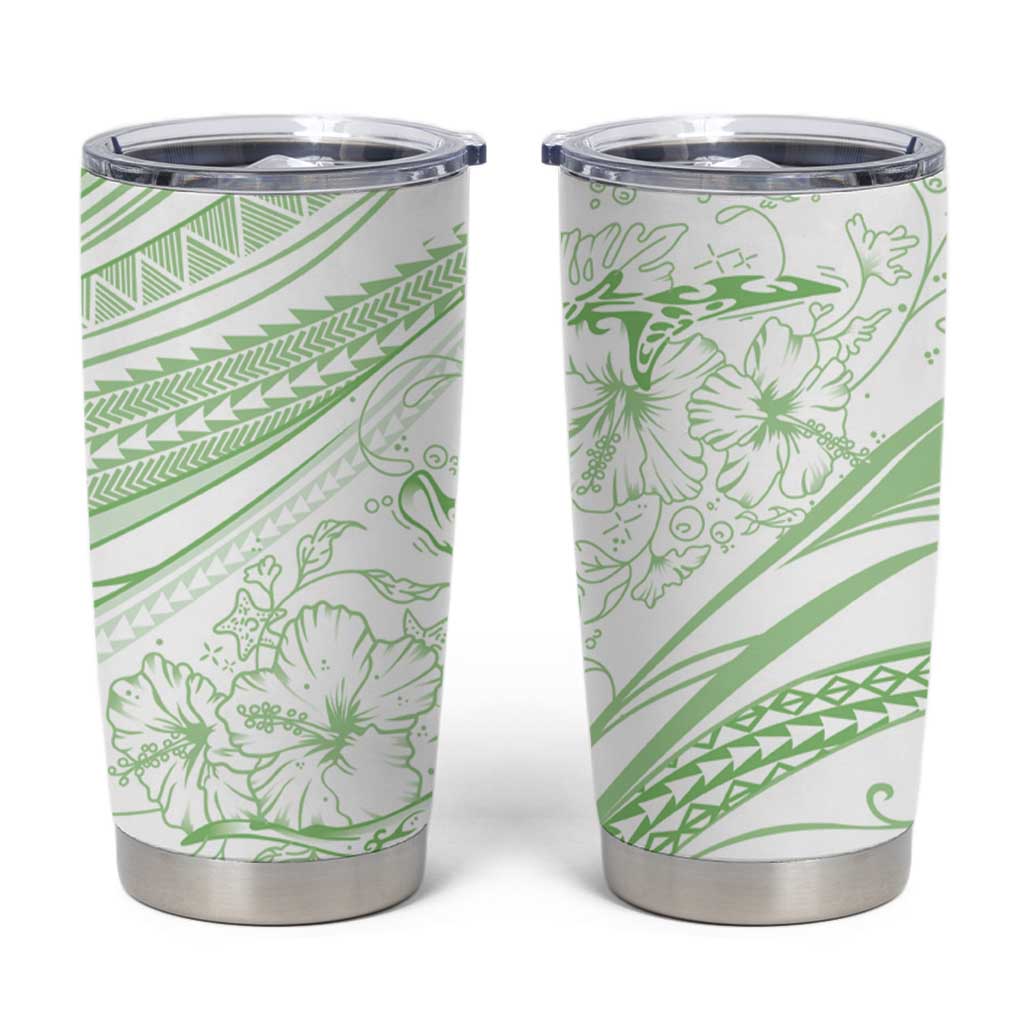 Sharks Couple Dreamy Polynesians Floral Sea Tumbler Cup Emerald - Polynesian Pride