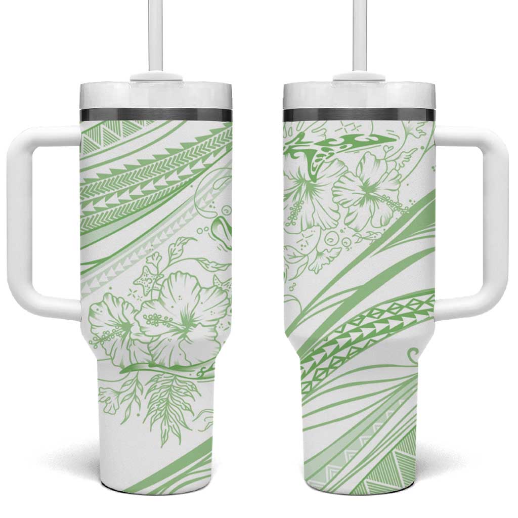 Sharks Couple Dreamy Polynesians Floral Sea Tumbler With Handle Emerald - Polynesian Pride